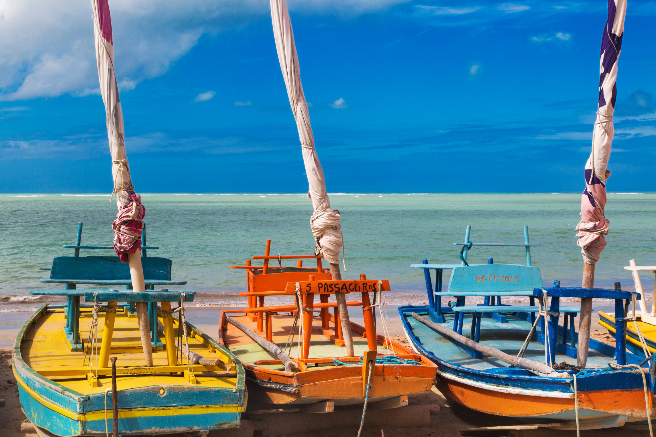 Maceio beach, northeast Brazil - jangadas
